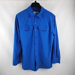 Gillz Shirt Men M Blue Long Sleeve Button Up Fishing Shirt